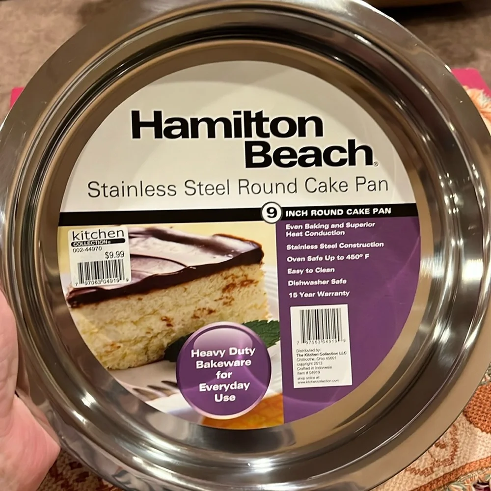 Hamilton Beach Stainless set of 2 round cake pans NWT